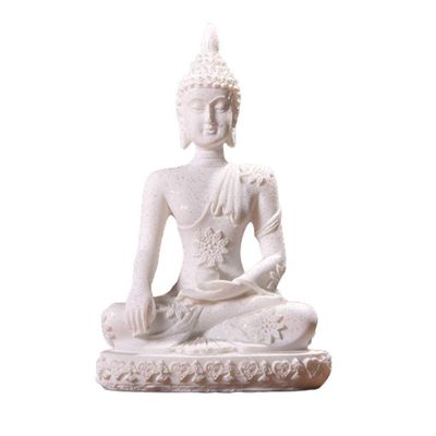 QQWW Buddha Statue Zen Buddha Meditating Peace Harmony Statue Sandstone Sitting Buddha Home Decor Crafts Creative Gift (Color : White)