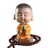 QQWW Buddha Statue Resin Little Novice Monk Zen Buddha Little Maitreya Buddha Zen Creativity Exquisite Crafts Gift (Color : Orange) view 1