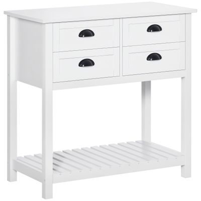 HOMCOM Sideboard Buffet Cabinet with Storage, Modern Coffee Bar Cabinet with 4 Drawers and Slatted Bottom Shelf, Console Table for Kitchen, Living Room, Dining Room, Hallway, White