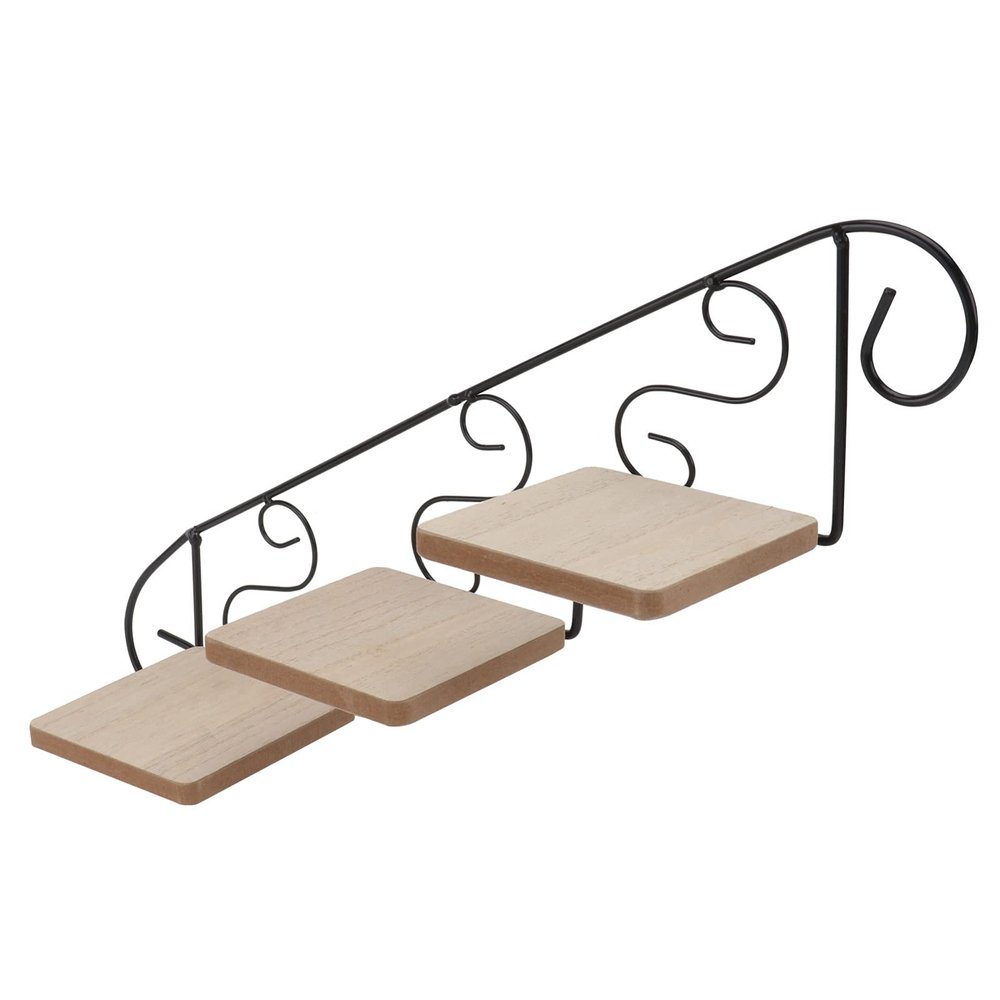 1pc Wall Hanging Flower Stand Planter Ladder Balcony Flower Board Decorative Corner Shelves Wall Room Iron Art Retro Decor Home Flower Rack Wood Bookcase Office Against The Wall