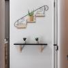 1pc Wall Hanging Flower Stand Planter Ladder Balcony Flower Board Decorative Corner Shelves Wall Room Iron Art Retro Decor Home Flower Rack Wood Bookcase Office Against The Wall view 4