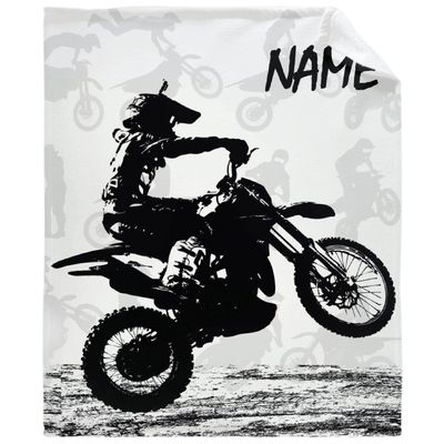 Dirt Bike Motocross Rider Custom Blanket Personalized Name Blanket with Text for Great Gift for Family, Christmas, Soft Flannel Customized Name Blankets for Girls, Boys L 80"x60" for Adult