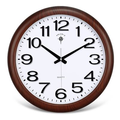 BcofoA Large Round Wall Clock Living Room Bedroom Office Clock Mute Simple Modern Quartz Clock (Color : Brown)