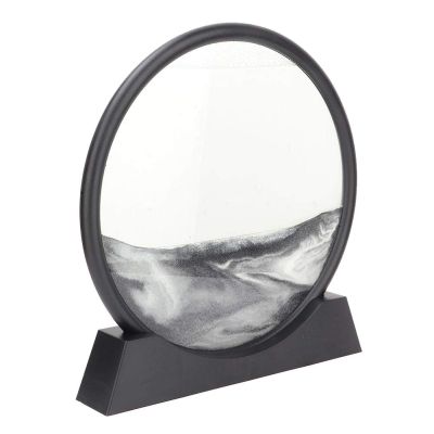 3d Dynamic Sand Art Liquid Motion, Moving Sand Art Picture Quicksand Painting with Glass Moving Desktop Art for Home Office Decoration(Black)