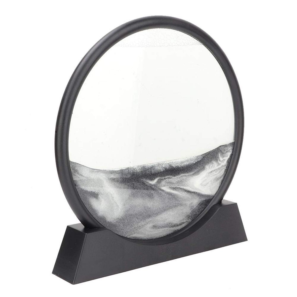 3d Dynamic Sand Art Liquid Motion, Moving Sand Art Picture Quicksand Painting with Glass Moving Desktop Art for Home Office Decoration(Black)