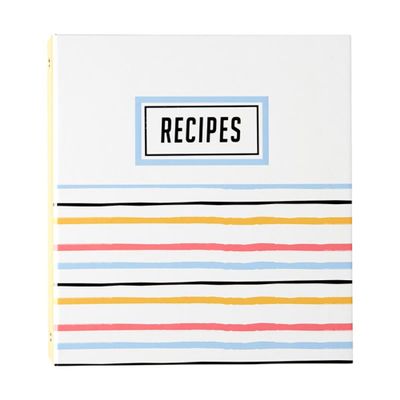 C.R. Gibson QP12-24440 Bloom Pocket Page Recipe Card Book Binder with Recipe Index Cards, 8.5" W x 9.35" L, Multicolor, 73pcs