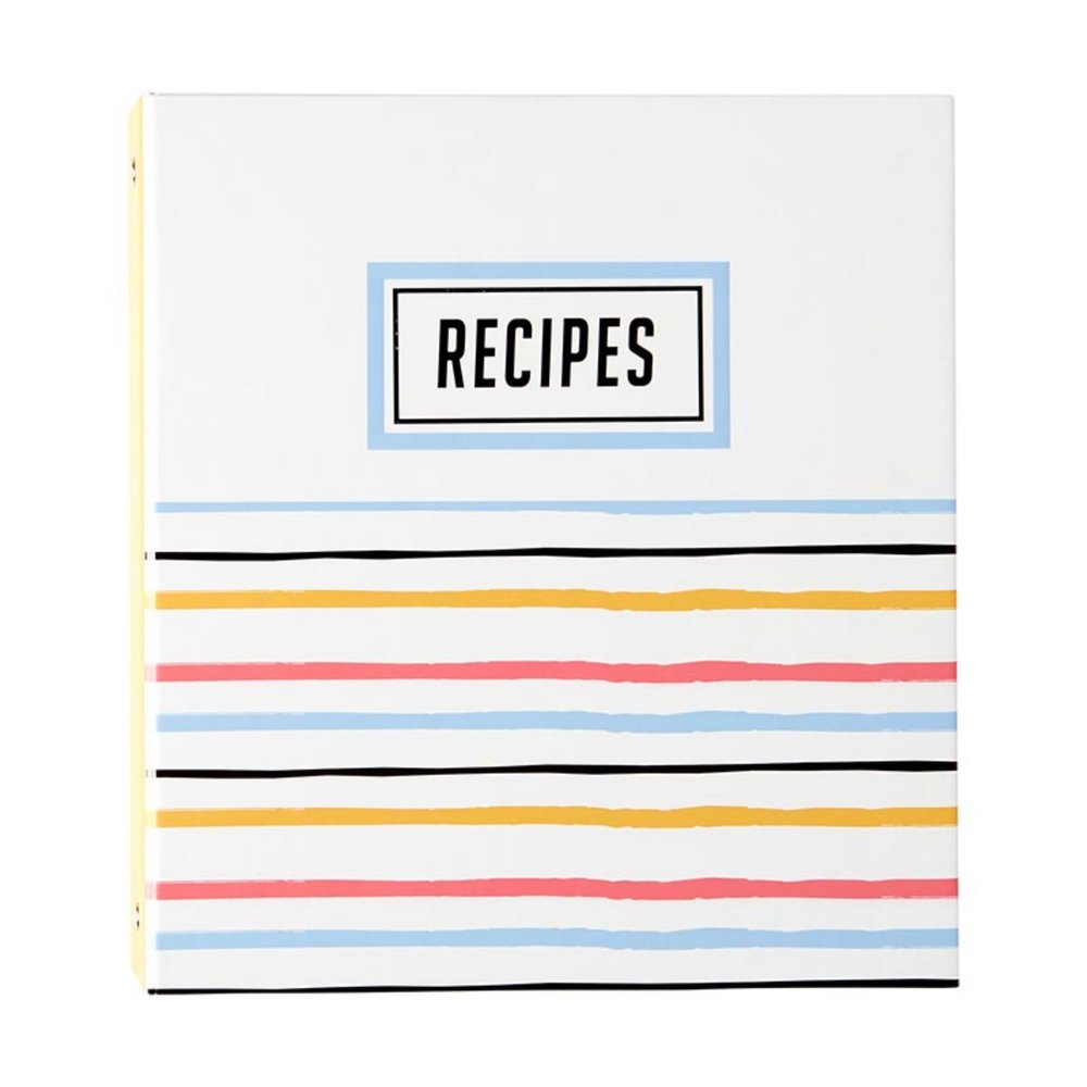 C.R. Gibson QP12-24440 Bloom Pocket Page Recipe Card Book Binder with Recipe Index Cards, 8.5" W x 9.35" L, Multicolor, 73pcs