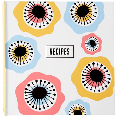 C.R. Gibson QP16-24440 Bloom Recipe Card Binder with Sleeves and Recipe Index Cards, 8.5" W x 11" L, Multicolor, 113pcs