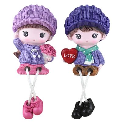 ABOOFAN 2 Pcs Hanging Feet Couple Doll Couple Garden Sculpture Decor Desk Topper Valentines Day Statue Boys Suit Miniature Figurines Doll Resin The Lover Lovers
