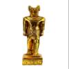 Ancient Egyptian statue of goddess Bastet cat standing heavy stone gold leaf hand painted made in Egypt. Bastet in her late form of a cat-headed woman, rather than a lioness. view 1