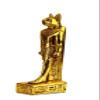 Ancient Egyptian statue of goddess Bastet cat standing heavy stone gold leaf hand painted made in Egypt. Bastet in her late form of a cat-headed woman, rather than a lioness. view 2