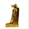 Ancient Egyptian statue of goddess Bastet cat standing heavy stone gold leaf hand painted made in Egypt. Bastet in her late form of a cat-headed woman, rather than a lioness. view 3