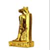 Ancient Egyptian statue of goddess Bastet cat standing heavy stone gold leaf hand painted made in Egypt. Bastet in her late form of a cat-headed woman, rather than a lioness. view 4