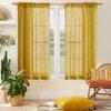 Mustard Yellow Curtains 48 Inch Length for Kitchen Window 2 Panels Set,Small Short Faux Linen Semi Sheer Light Gold Curtains for Bathroom Spring Decor view 1
