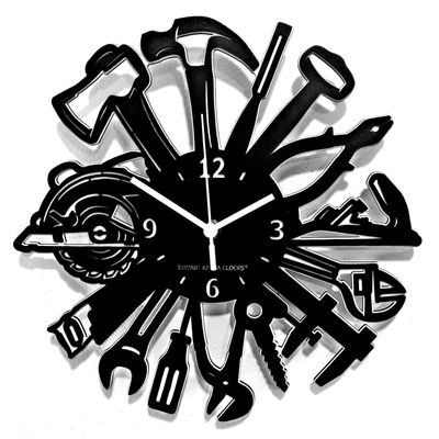 Instant Karma Clocks Wall Clock  Carpenter Artist Masonry Plumber Mechanic Garage Tools, HDF Wood, 12inch