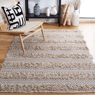 SAFAVIEH Area Rug 8x10 - Natura Collection - Large - Grey & Ivory, Flat Weave Cotton, Ideal for Living Room, Bedroom, Dining Space (NAT929F)