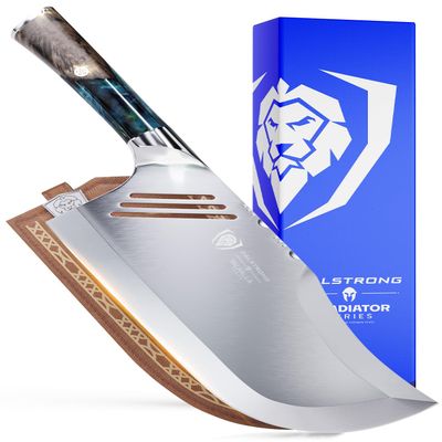 Dalstrong Massive Cleaver Knife - 9 inch - 'The Ravager' - Valhalla Series - 7CR17MOV HC Steel Kitchen Knife - Celestial Resin & Wood Handle - Razor Sharp Meat Cutting Knife - w/Leather Sheath