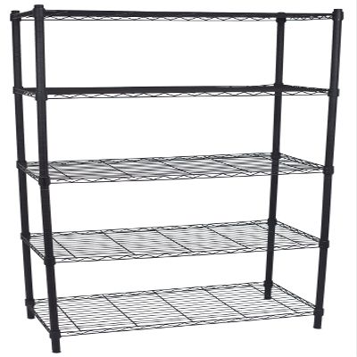 BIRDROCK HOME 5-Tier Wire Shelving, Flat Black, Heavy Duty Shelf, Wide Adjustable Rack Unit, Kitchen Storage