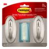 Command Curtain Rod Hooks, Large, Brushed Nickel, 2-Hooks, 2-Strips, 2-Pack, Decorate Damage-Free view 1