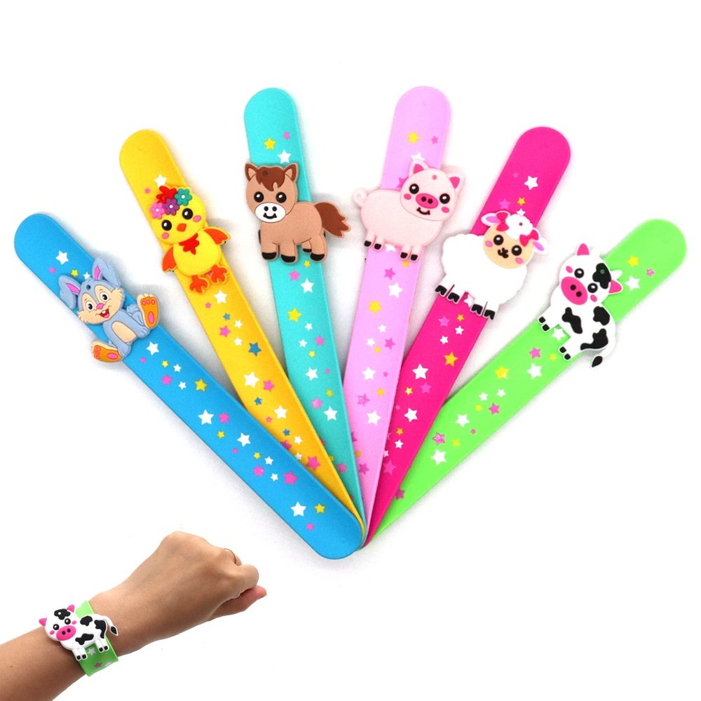 PAITUEND Farm Animals Slap Bracelets Party Favors for Adults(6pack)-Wild One Goodie Bag Stuffers Animals Theme Party Supplies Carnival Prizes Suit