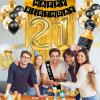 21st Birthday Decorations for Him Her, Black and Gold 21 Birthday Decorations with Happy Birthday Banner,Fringe Curtain,Confetti and Latex Balloons view 2