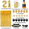 21st Birthday Decorations for Him Her, Black and Gold 21 Birthday Decorations with Happy Birthday Banner,Fringe Curtain,Confetti and Latex Balloons view 3