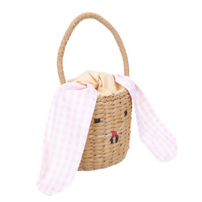 Zerodeko Cartoon Rattan Woven Storage Basket for Boys and Girls Adorable Bunny Handbag Versatile Decorative Basket for Boy Girl Rooms Photo Props and Travel Activities