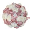 8.3 Inch Handmade Satin Rose Bridal Bouquet Toss Round Wedding Bouquet Throw Toss Artificial Flower Bunch Ivory + Shimmering Blush Pink view 1