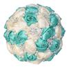 8.3 Inch Handmade Satin Rose Bridal Bouquet Toss Round Wedding Bouquet Throw Toss Artificial Flower Bunch Ivory + Pale Blue view 1