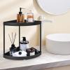 2 Tier Bathroom Countertop Organizer, Corner Storage Shelf Counter Standing Rack Cosmetic Vanity Tray Kitchen Spice Rack, Black view 2