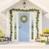 Artificial 20" Spring Summer Wreath with Pansy Flower,Yellow Daisy,Rose Leaf,Eucalyptus Leaf,Fern Branch for Front Door Indoor Outdoor Farmhouse Wall Window Festival Wedding Decor,Gift Box Included view 2