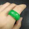 SMDSAZ Real Green Jade Ring Men and Women Rings Hand-Carved Exquisite Jadite Ring Jade Jewelry Jade Gift (Ring Size : Inner diameter16mm) view 3