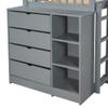 Twin Over Twin Bunk Bed with Storage, Solid Wood Bunk Bed with Attached Cabinet and Shelves Storage, Floor Bunk Bed for Kids/Teens/Adults (Grey*) view 4