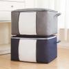 5665 Large Capacity Clothes Storage Bag Organizer with Reinforced Handle Thick Fabric for Comforters, Blankets, Bedding, Foldable with Sturdy Zipper, Clear Window, 2 Pack, Grey and Blue view 2