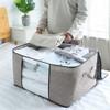 5665 Large Capacity Clothes Storage Bag Organizer with Reinforced Handle Thick Fabric for Comforters, Blankets, Bedding, Foldable with Sturdy Zipper, Clear Window, 2 Pack, Grey and Blue view 4