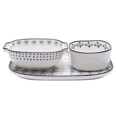 Baking Dish Bakeware Set Ceramic Baking Dish Casserole Dishes Baking Cake Pan Casserole Dish for Cooking Baking Pans Set3-piece set Casserole Dish (Color : A)
