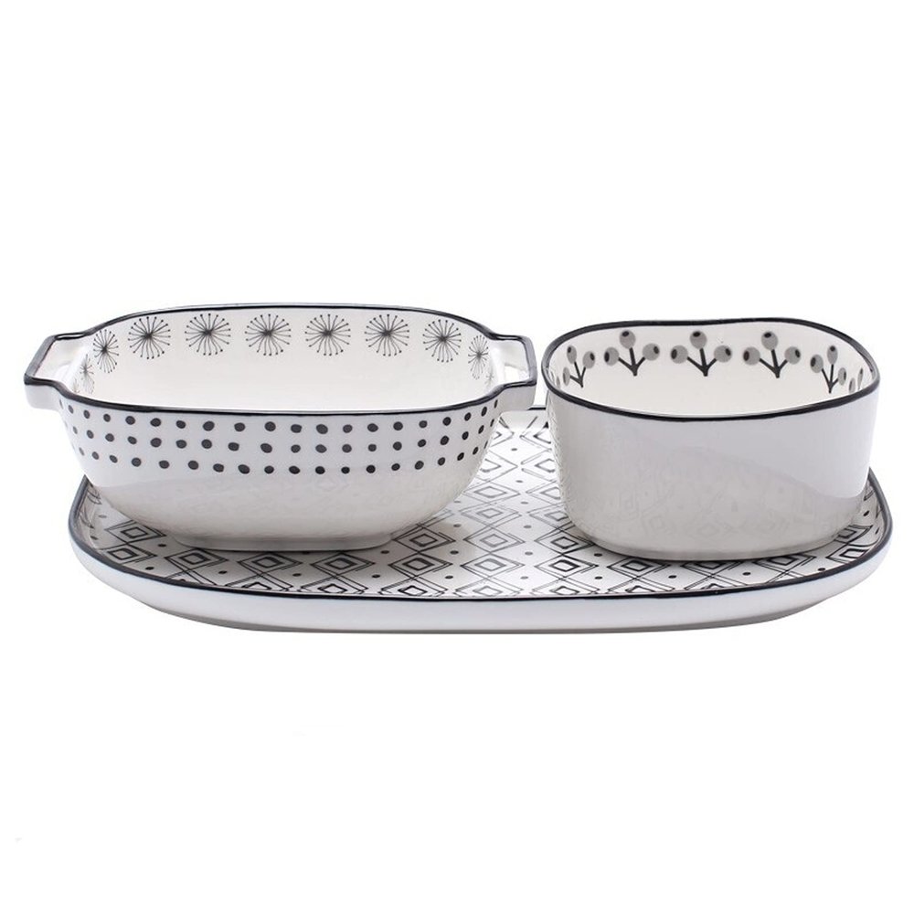 Baking Dish Bakeware Set Ceramic Baking Dish Casserole Dishes Baking Cake Pan Casserole Dish for Cooking Baking Pans Set3-piece set Casserole Dish (Color : A)