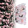 6Pcs Flowers Wall Panel 24x16 3D Flower Wall Decor Silk Flowers for Wedding Photograhpy Venue Peony Plant Artificial Flower Mat Patio Greenery Flower Pillar for Home Garden - Pink & Blue Rose view 2