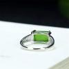 Natural Hand-Carved 925 Silver Gufajin Inlaid Jade Square Ring Fashion Jewelry Men Women Luck Gifts (Gem Color : Green) view 4