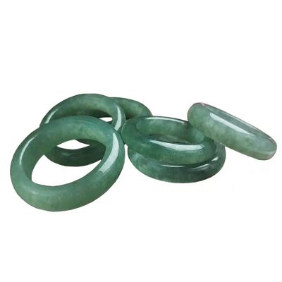 SMDSAZ Natural Hand-Carve Jade Emerald Oil Cyan Ring Fashion Jewelry Men Women Luck Gifts Amulet (Metal Color : Inner diameter17mm)