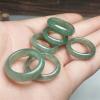 SMDSAZ Natural Hand-Carve Jade Emerald Oil Cyan Ring Fashion Jewelry Men Women Luck Gifts Amulet (Metal Color : Inner diameter17mm) view 3