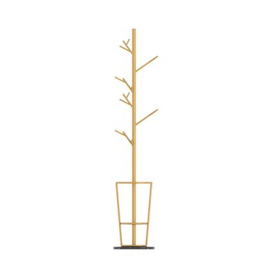 Coat Racks Coat Stand Nordic Creative Branch Iron Coat Rack Marble Base Coat Stand with Umbrella Shelf Hanger Floor Storage Stand Holder Easy to Assemble (Color : Gold Black)