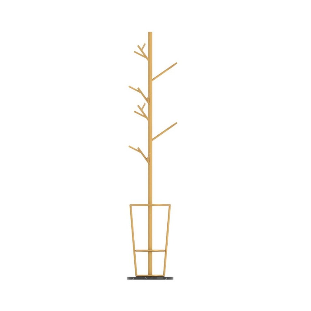 Coat Racks Coat Stand Nordic Creative Branch Iron Coat Rack Marble Base Coat Stand with Umbrella Shelf Hanger Floor Storage Stand Holder Easy to Assemble (Color : Gold Black)