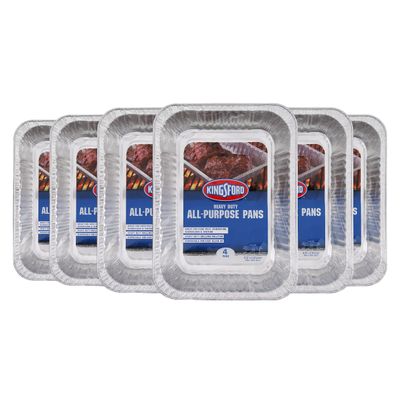 Kingsford Heavy Duty Large Aluminum Pans with Deep Sides, Disposable Foil Pans for Cooking, Baking, Grilling, Roasting, and Chafing Dishes, 15.75 x 11.25 x 2.63 Inches, 4 Count - 6 Pack