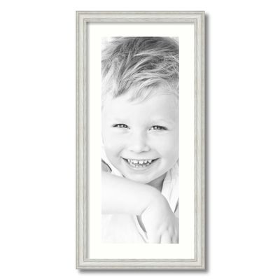 ArtToFrames 9x24 inch Off White Wash on Ash Picture Frame with 2 Inch Single Light Cream Mat, SingleMat-0151-59504-475-9x24-1403