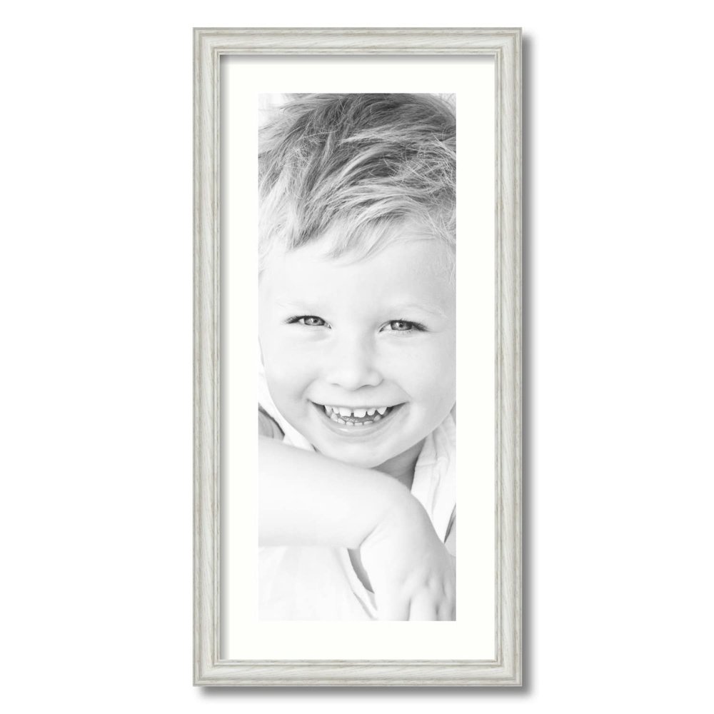 ArtToFrames 9x24 inch Off White Wash on Ash Picture Frame with 2 Inch Single Light Cream Mat, SingleMat-0151-59504-475-9x24-1403