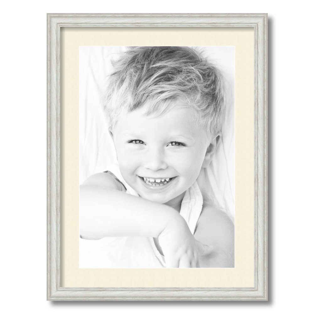 ArtToFrames 14x20 inch Off White Wash on Ash Picture Frame with 2 Inch Single Ivory Mat, SingleMat-0151-59504-475-14x20-81