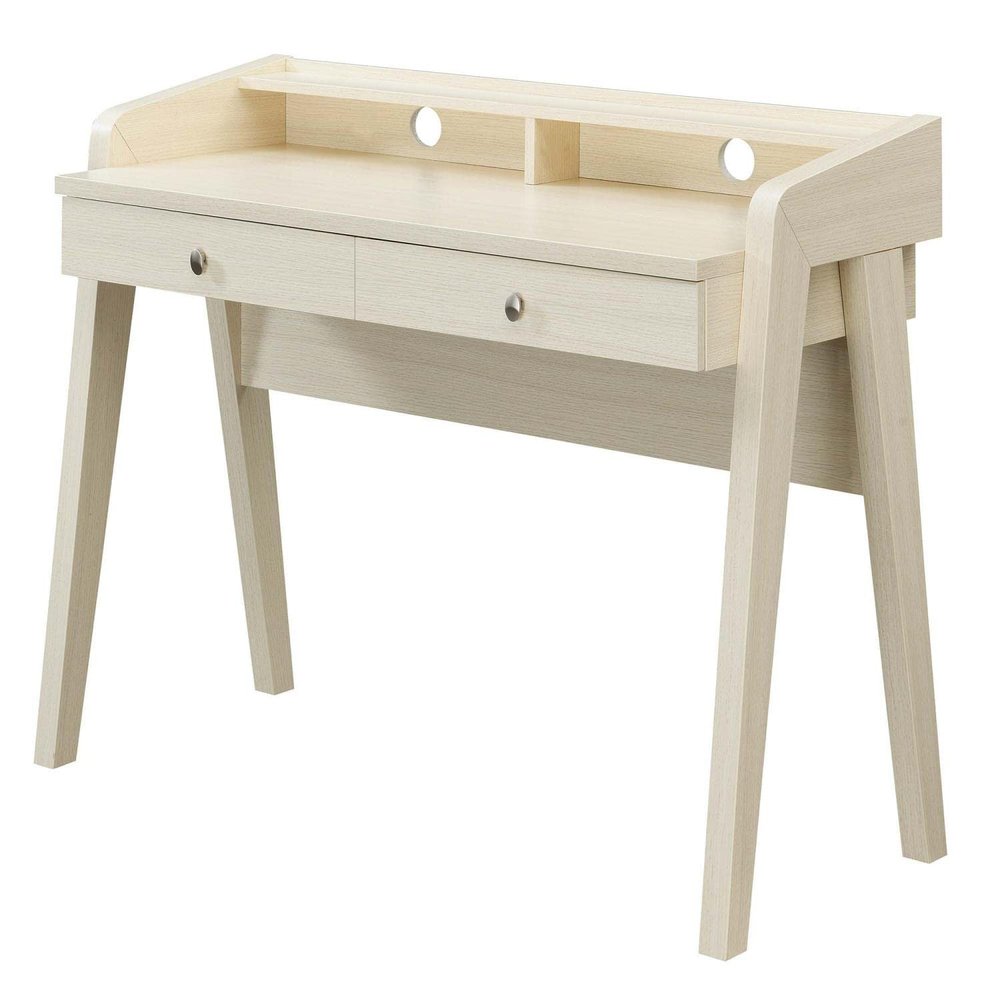 Convenience Concepts Newport Deluxe 2 Drawer Desk with Shelf, Ivory