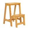 Ladder Chair Step Stool 2-Step, Wooden Steps Ladder Multifunction Folding Kitchen Step Safety Non-Slip Tread Shoe Bench/Flower Rack, Max. 150kg view 1