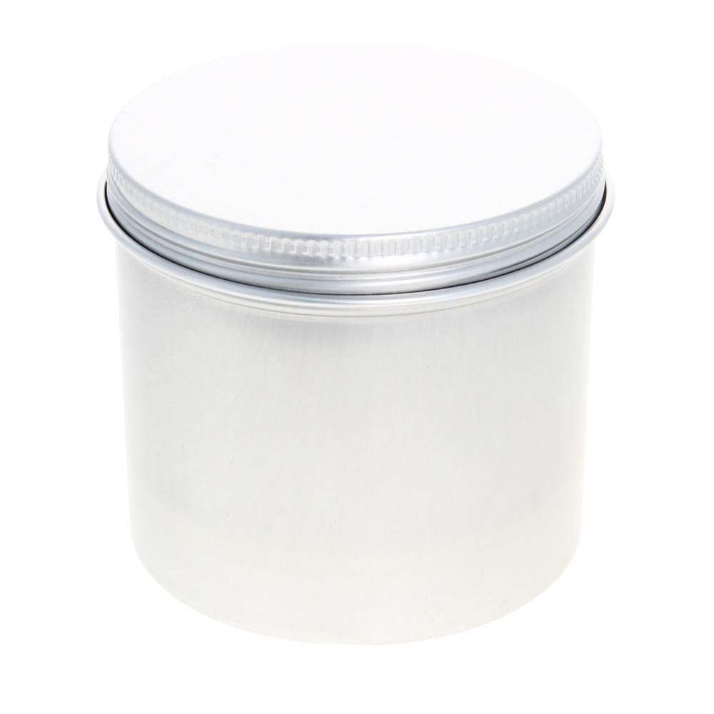 Heyiarbeit 1 Pack 8.4 oz Round Lip Balm Tin Cans - Aluminum Cosmetic Sample Containers with Screw Lid - Silver Metal Empty Tins Storage Travel Tin Jars